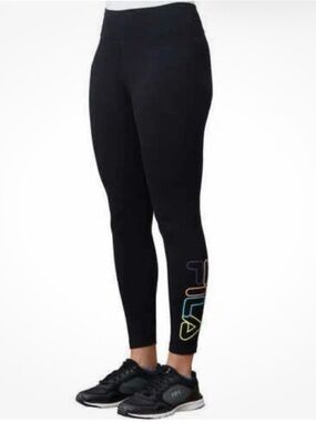 Fila Black Leggings with Red and Navy Logo Tag